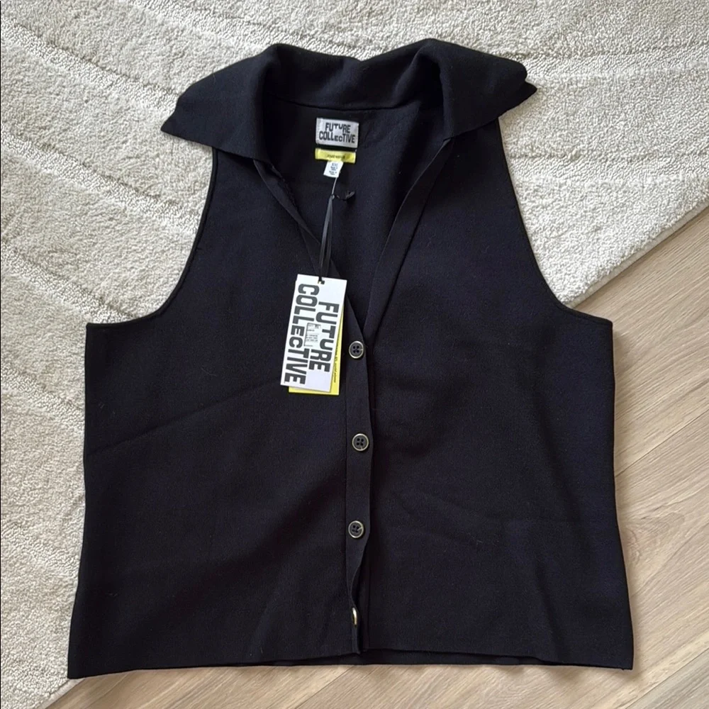 NEW- Future Collective x Jenee Naylor Knit Collared Vest StyleTop - Picture 2 of 11
